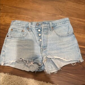 Levi's Light Blue Distressed Jean Shorts